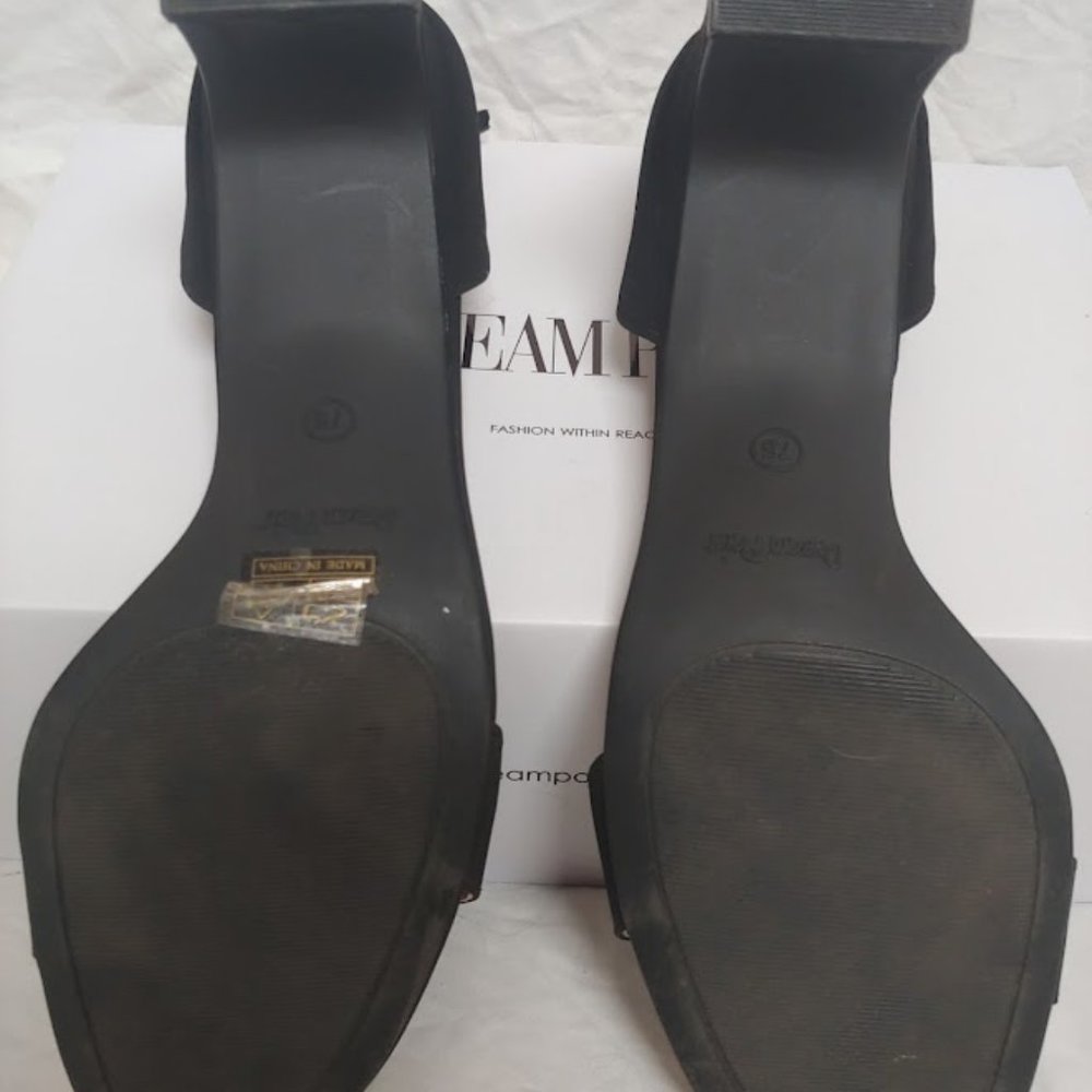 Dream Pairs Square Toe Low Block Heel Open Toe Sandal in Black Size 7.5 - Picture 5 of 8